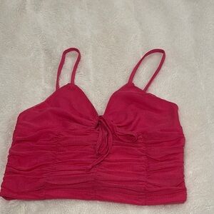Women's Pink Ruched Crop Top
